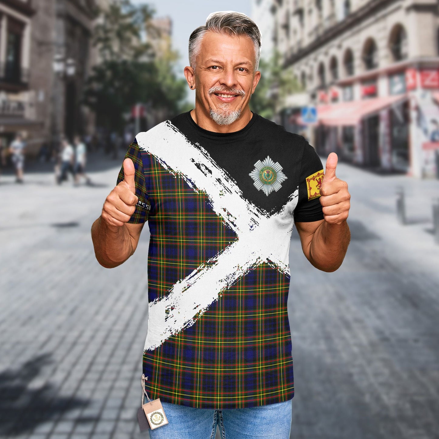 Printivon MacLellan Clan T Shirt Scotland Coat Of Arms Tartan Pattern