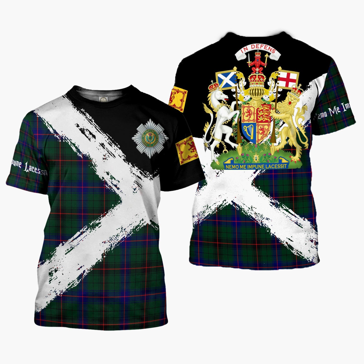 Printivon Davidson Clan T Shirt Scotland Coat Of Arms Tartan Pattern
