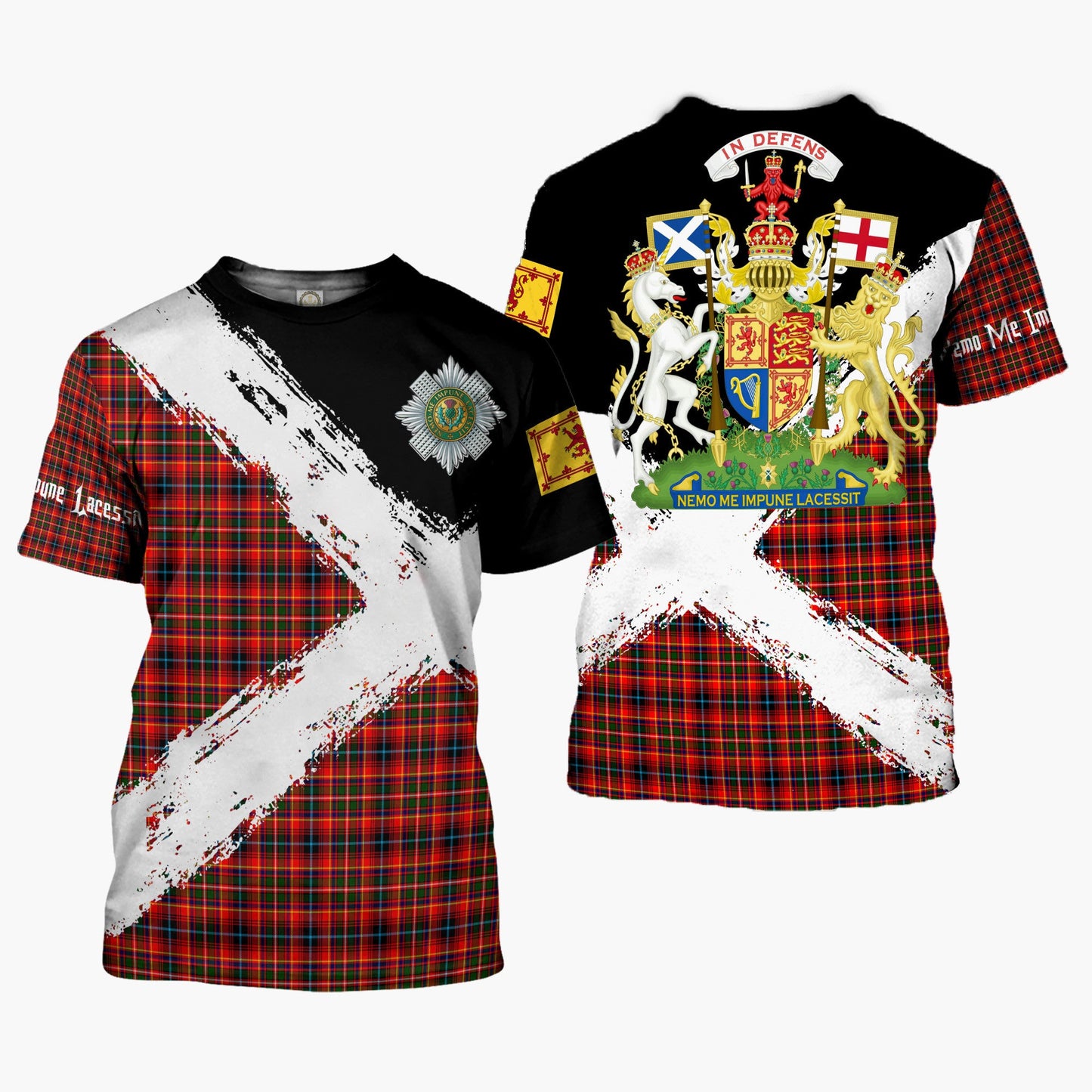 Printivon Innes Clan T Shirt Scotland Coat Of Arms Tartan Pattern
