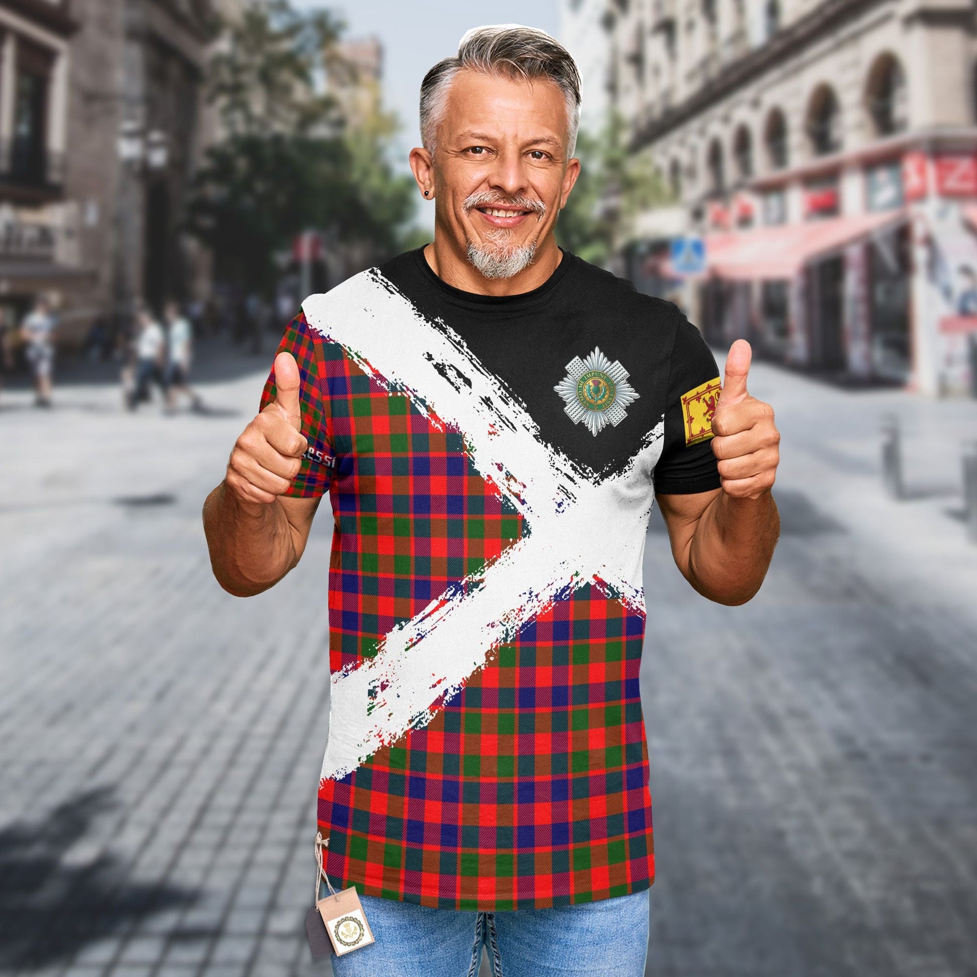 Printivon Gow (or McGouan) Clan T Shirt Scotland Coat Of Arms Tartan Pattern