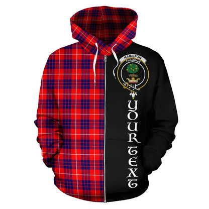 Printivon Custom Your Text Hamilton Modern Tartan Hoodie Half Of Me