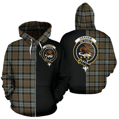 Printivon Custom Your Text Graham Of Menteith Weathered Tartan Hoodie Half Of Me
