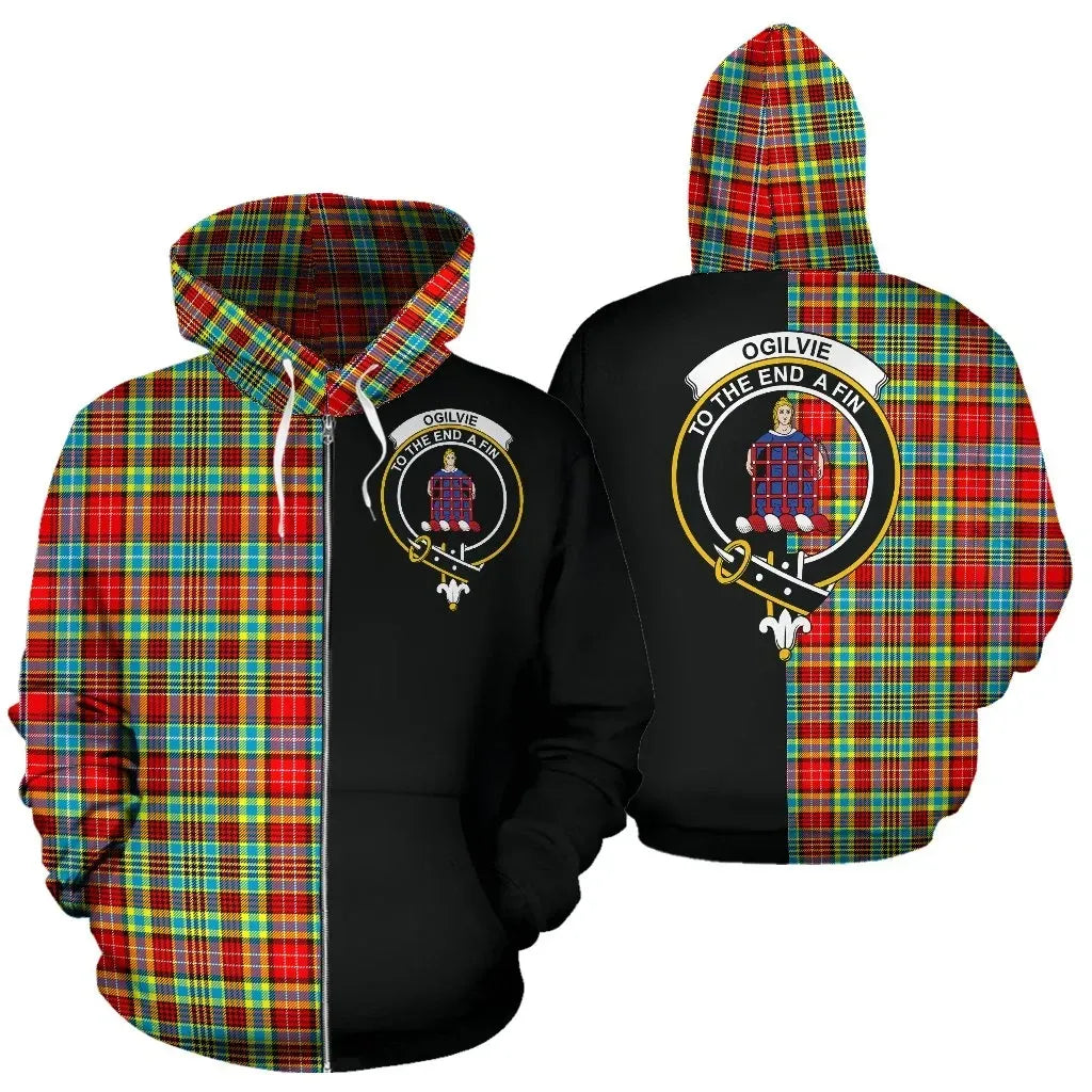 Printivon Custom Your Text Ogilvie Tartan Hoodie Half Of Me