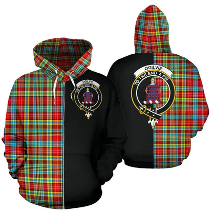 Printivon Custom Your Text Ogilvie Tartan Hoodie Half Of Me