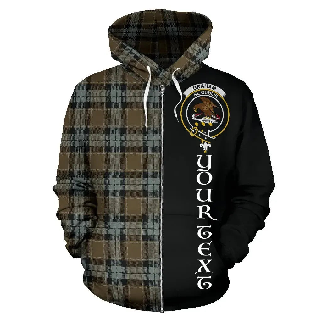 Printivon Custom Your Text Graham Of Menteith Weathered Tartan Hoodie Half Of Me