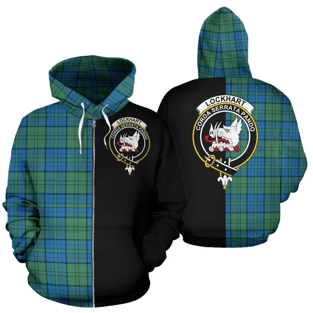 Printivon Custom Your Text Lockhart Tartan Hoodie Half Of Me