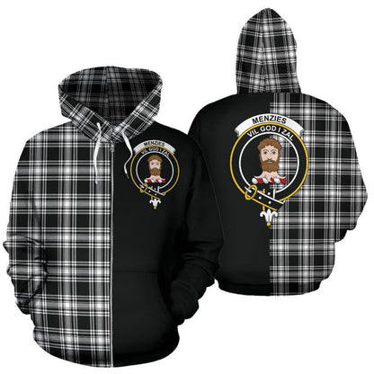 Printivon Custom Your Text Menzies Black & White Modern Tartan Hoodie Half Of Me