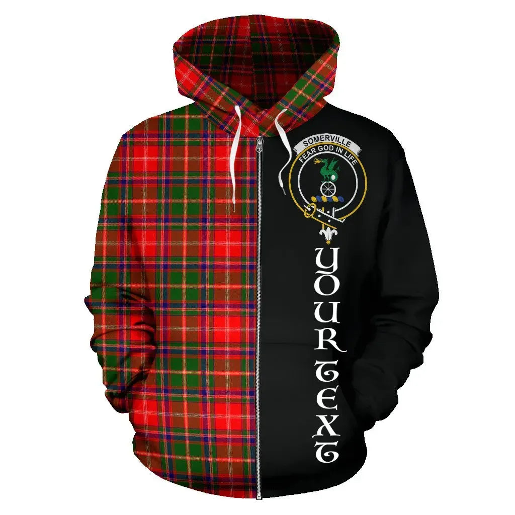 Printivon Custom Your Text Somerville Modern Tartan Hoodie Half Of Me