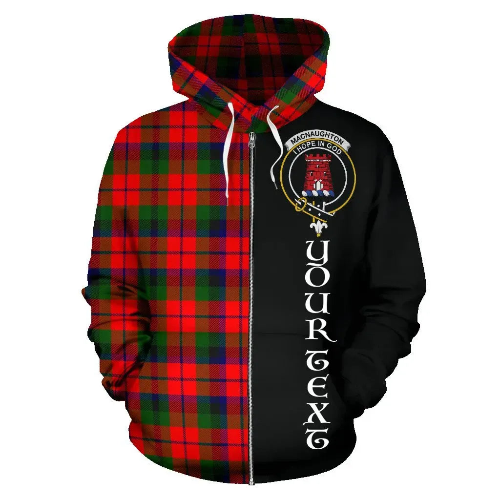 Printivon Custom Your Text Macnaughton Modern Tartan Hoodie Half Of Me