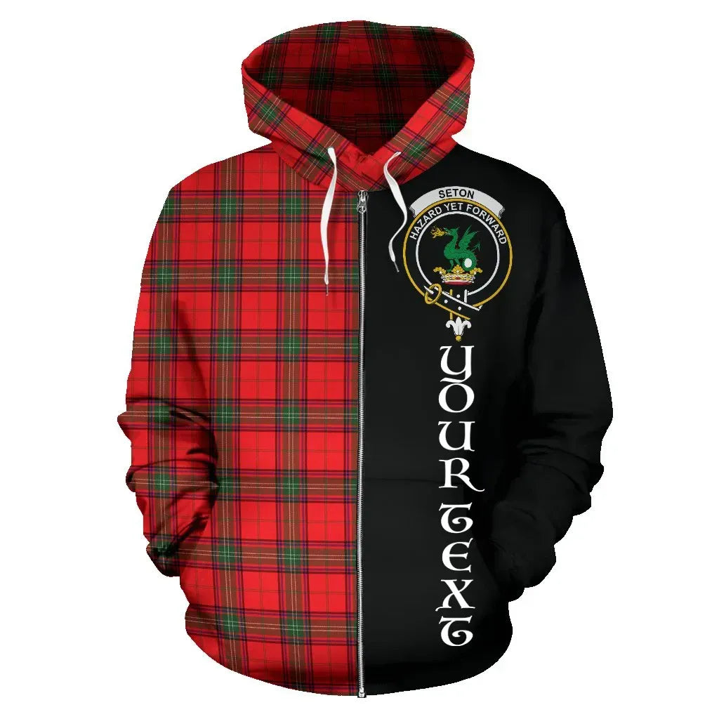 Printivon Custom Your Text Seton Modern Tartan Hoodie Half Of Me