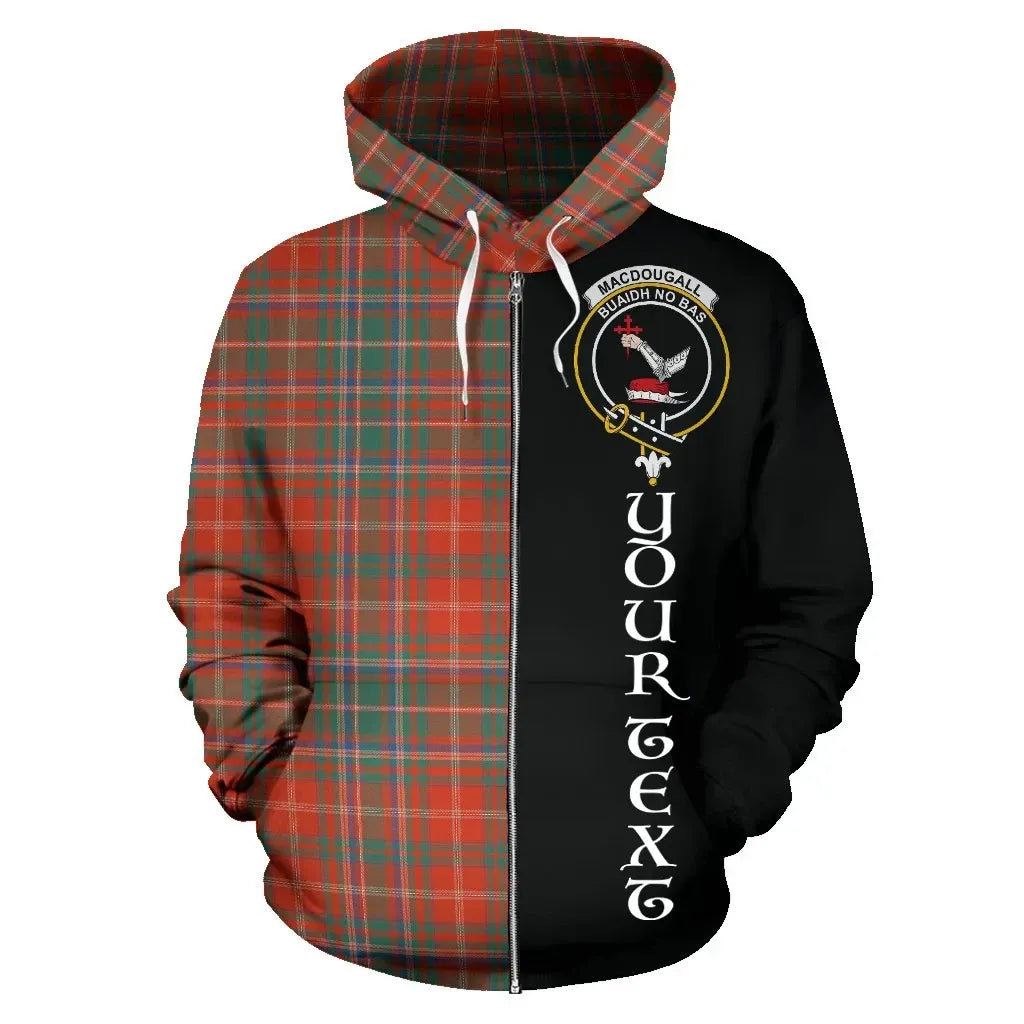 Printivon Custom Your Text Macdougall Ancient Tartan Hoodie Half Of Me
