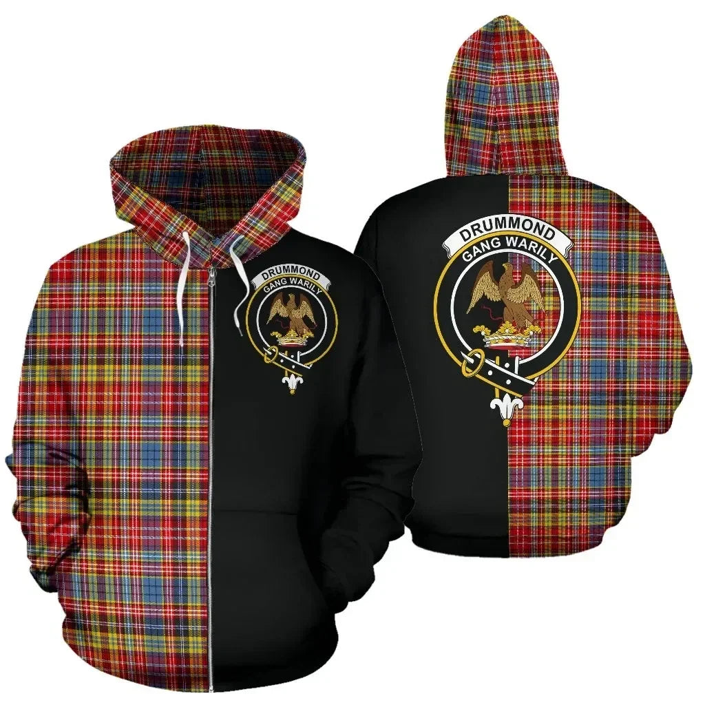 Printivon Custom Your Text Drummond Of Strathallan Tartan Hoodie Half Of Me