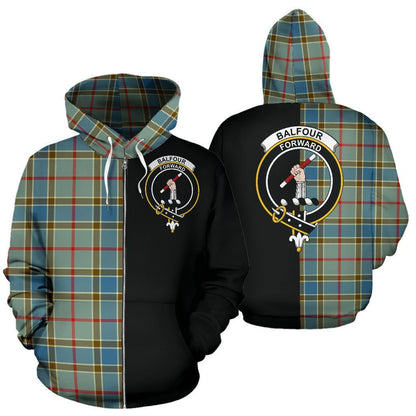 Printivon Custom Your Text Balfour Blue Tartan Hoodie Half Of Me