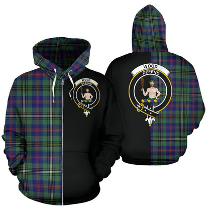 Printivon Custom Your Text Wood Modern Tartan Hoodie Half Of Me