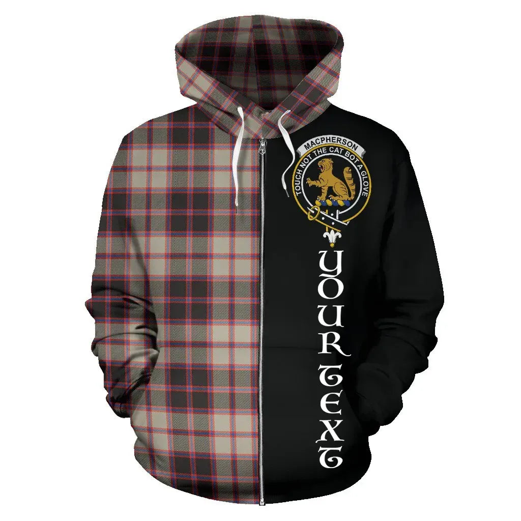 Printivon Custom Your Text Macpherson Hunting Ancient Tartan Hoodie Half Of Me