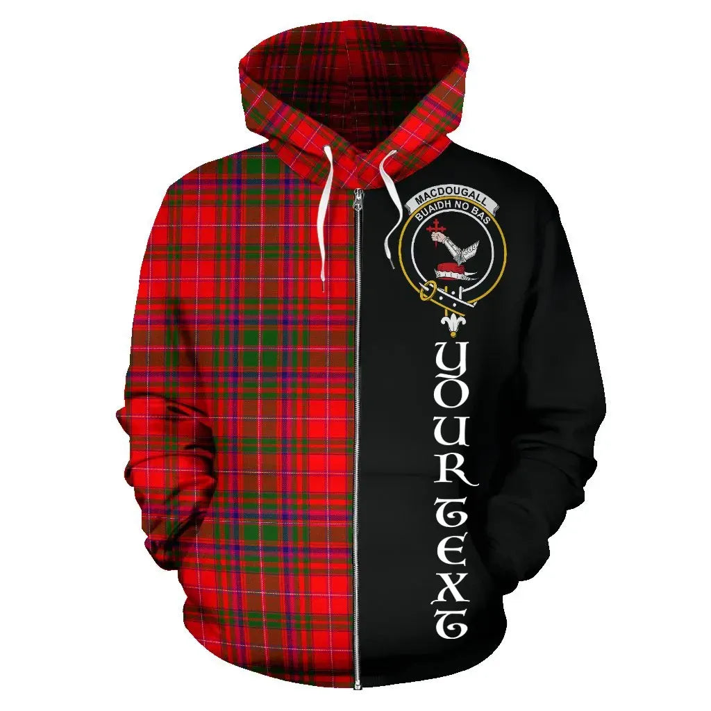 Printivon Custom Your Text Macdougall Modern Tartan Hoodie Half Of Me