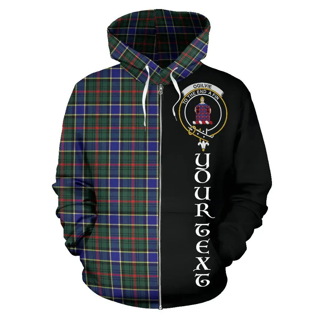 Printivon Custom Your Text Ogilvie Hunting Modern Tartan Hoodie Half Of Me