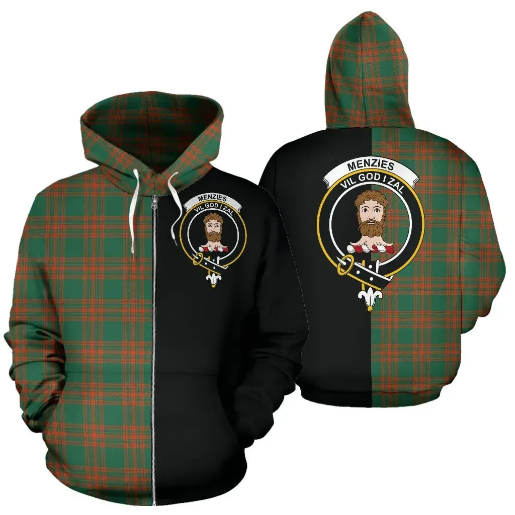 Printivon Custom Your Text Menzies Green Ancient Tartan Hoodie Half Of Me