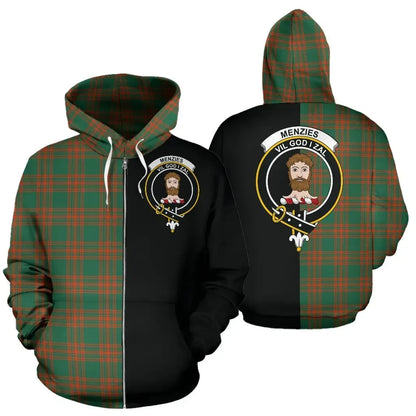 Printivon Custom Your Text Menzies Green Ancient Tartan Hoodie Half Of Me