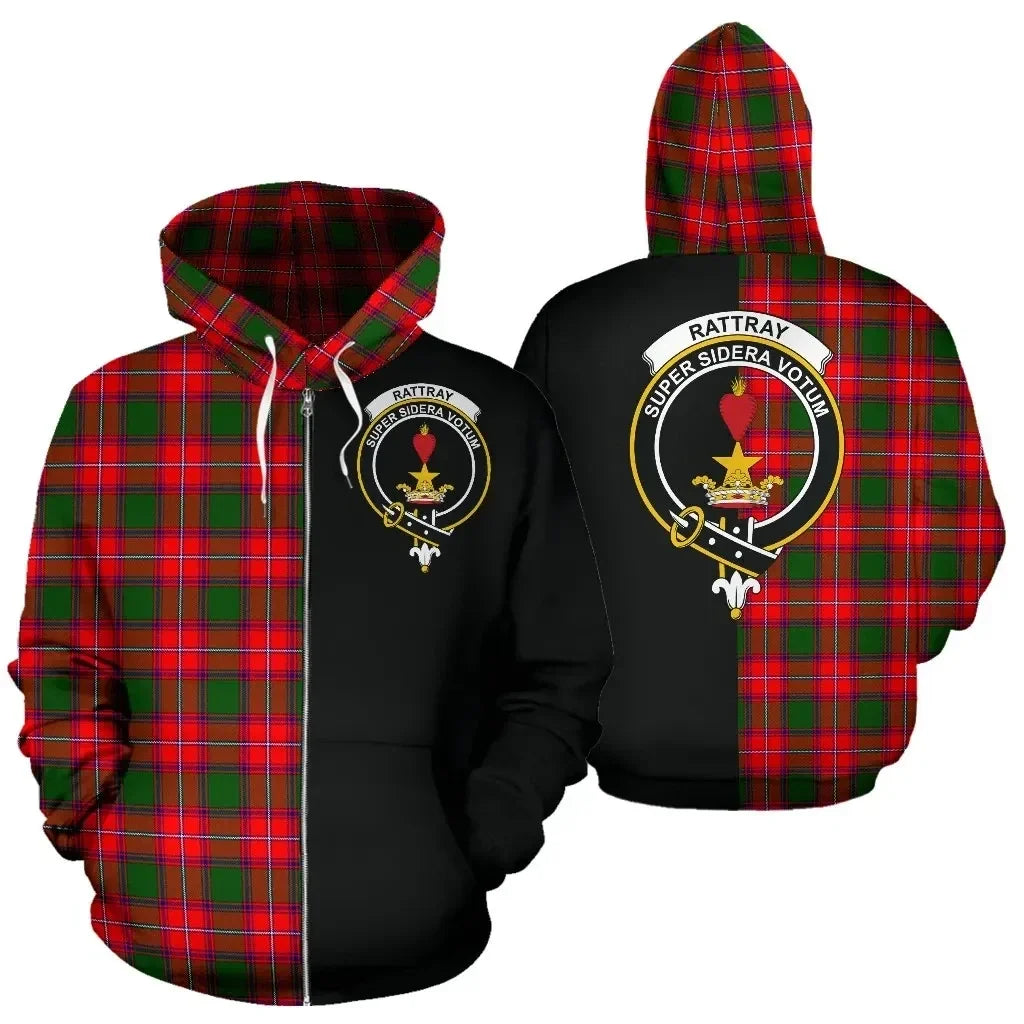Printivon Custom Your Text Rattray Modern Tartan Hoodie Half Of Me