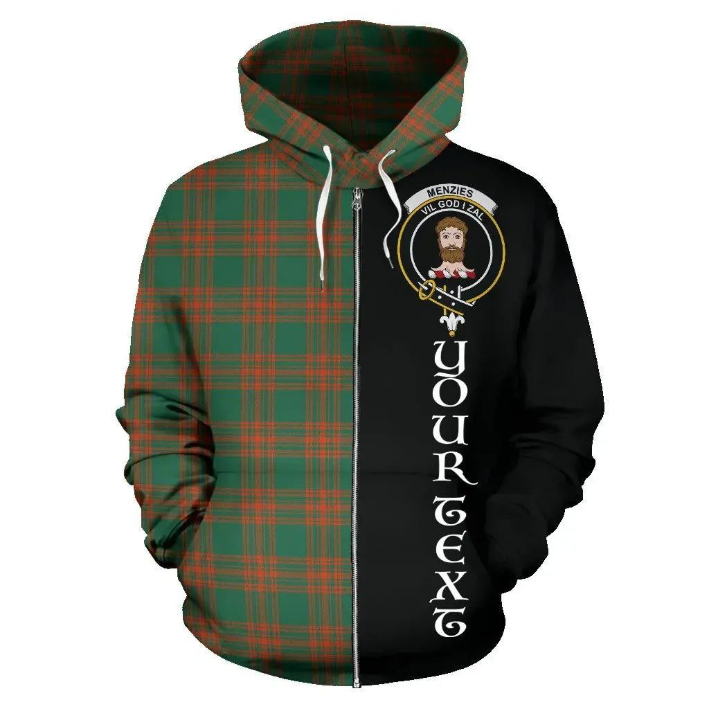 Printivon Custom Your Text Menzies Green Ancient Tartan Hoodie Half Of Me