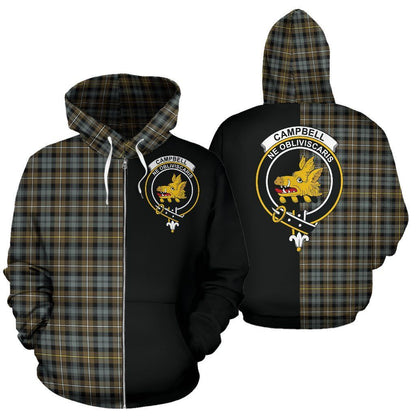 Printivon Custom Your Text Campbell Argyll Weathered Tartan Hoodie Half Of Me