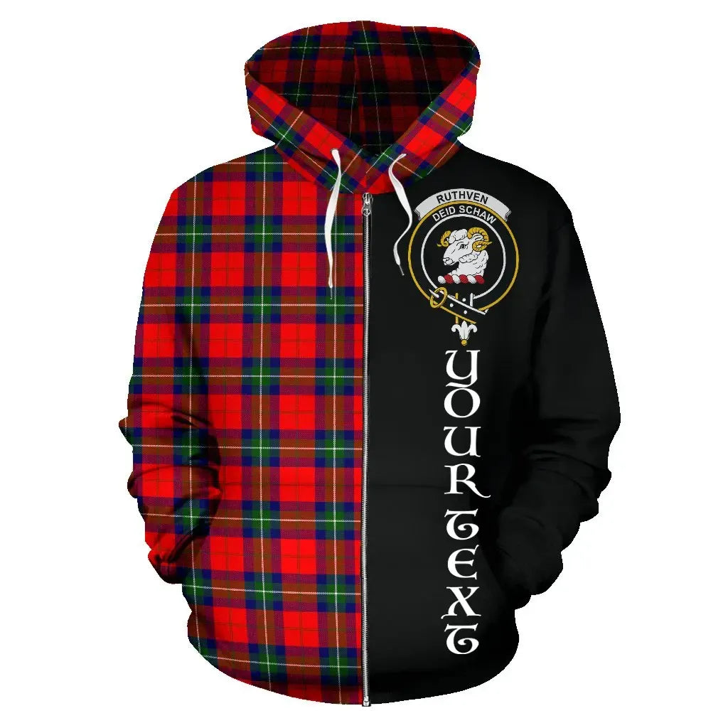 Printivon Custom Your Text Ruthven Modern Tartan Hoodie Half Of Me