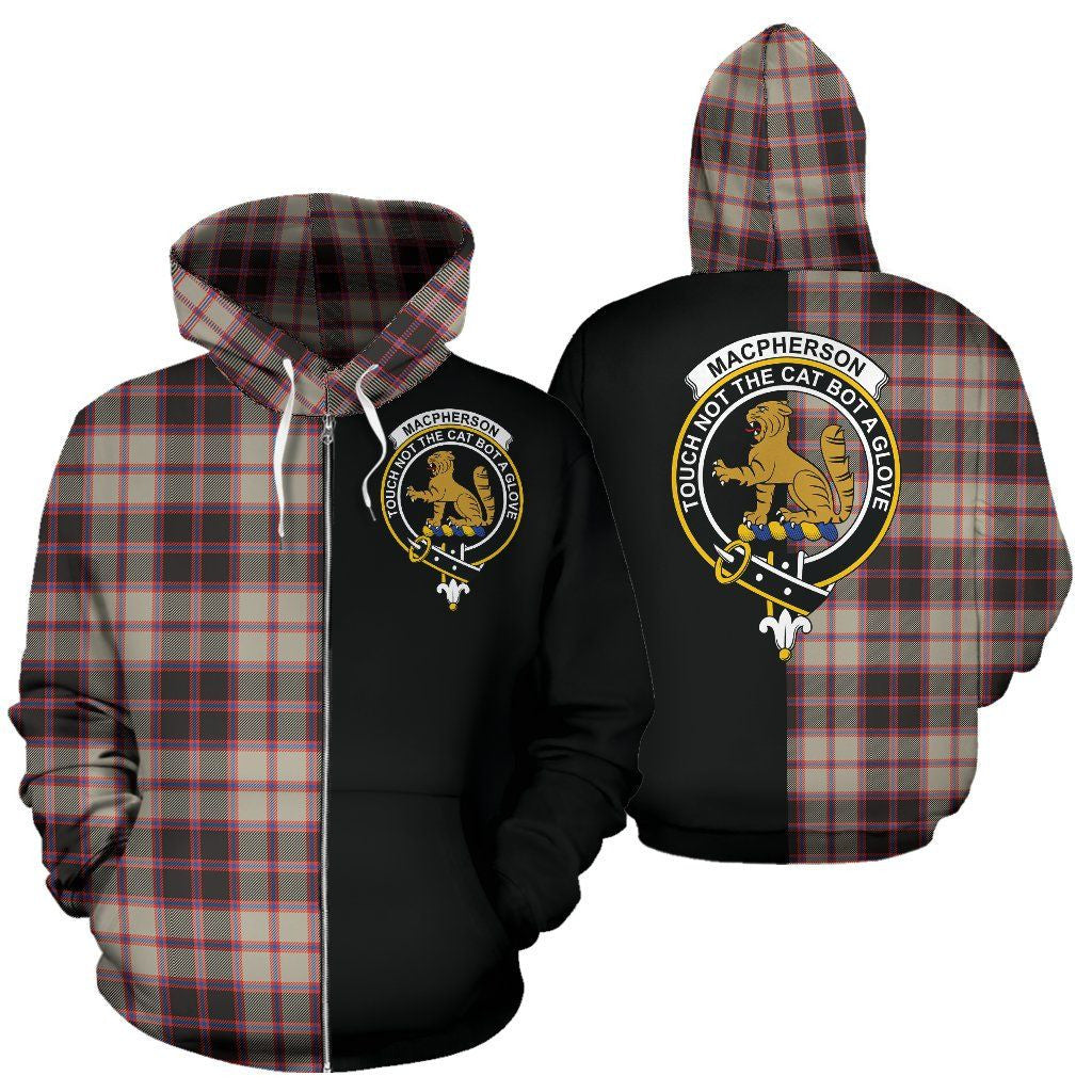 Printivon Custom Your Text Macpherson Hunting Ancient Tartan Hoodie Half Of Me
