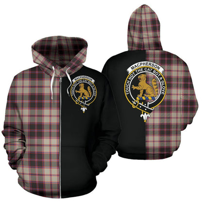 Printivon Custom Your Text Macpherson Hunting Ancient Tartan Hoodie Half Of Me