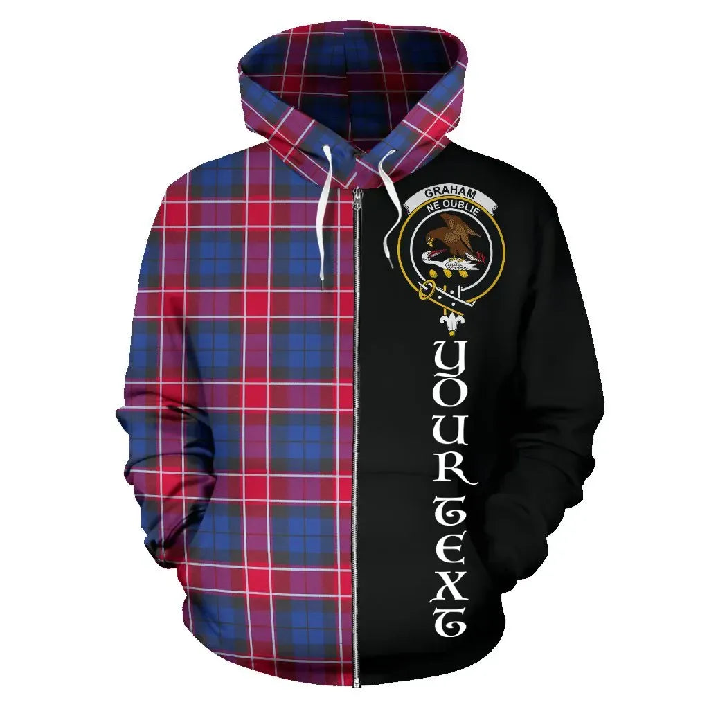 Printivon Custom Your Text Graham Of Menteith Red Tartan Hoodie Half Of Me