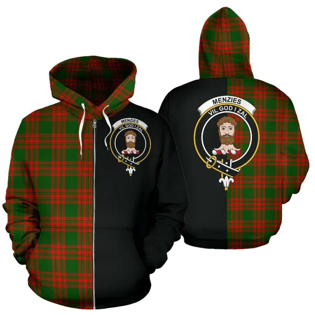 Printivon Custom Your Text Menzies Green Modern Tartan Hoodie Half Of Me