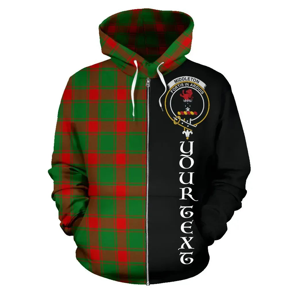 Printivon Custom Your Text Middleton Modern Tartan Hoodie Half Of Me