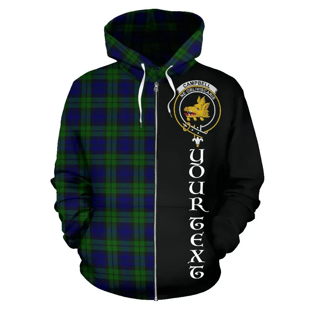 Printivon Custom Your Text Campbell Modern Tartan Hoodie Half Of Me