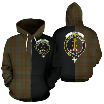 Printivon Custom Your Text Gray Tartan Hoodie Half Of Me