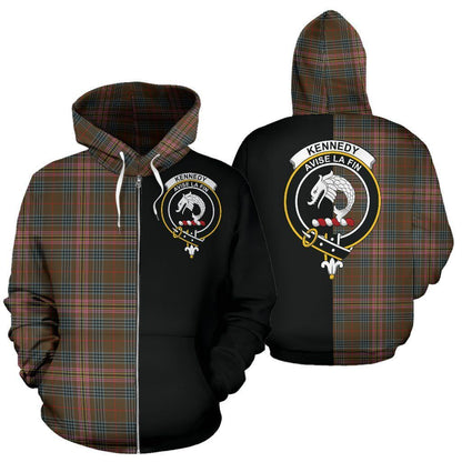 Printivon Custom Your Text Kennedy Weathered Tartan Hoodie Half Of Me