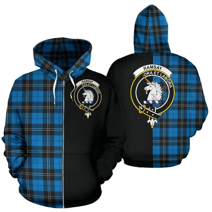 Printivon Custom Your Text Ramsay Blue Ancient Tartan Hoodie Half Of Me
