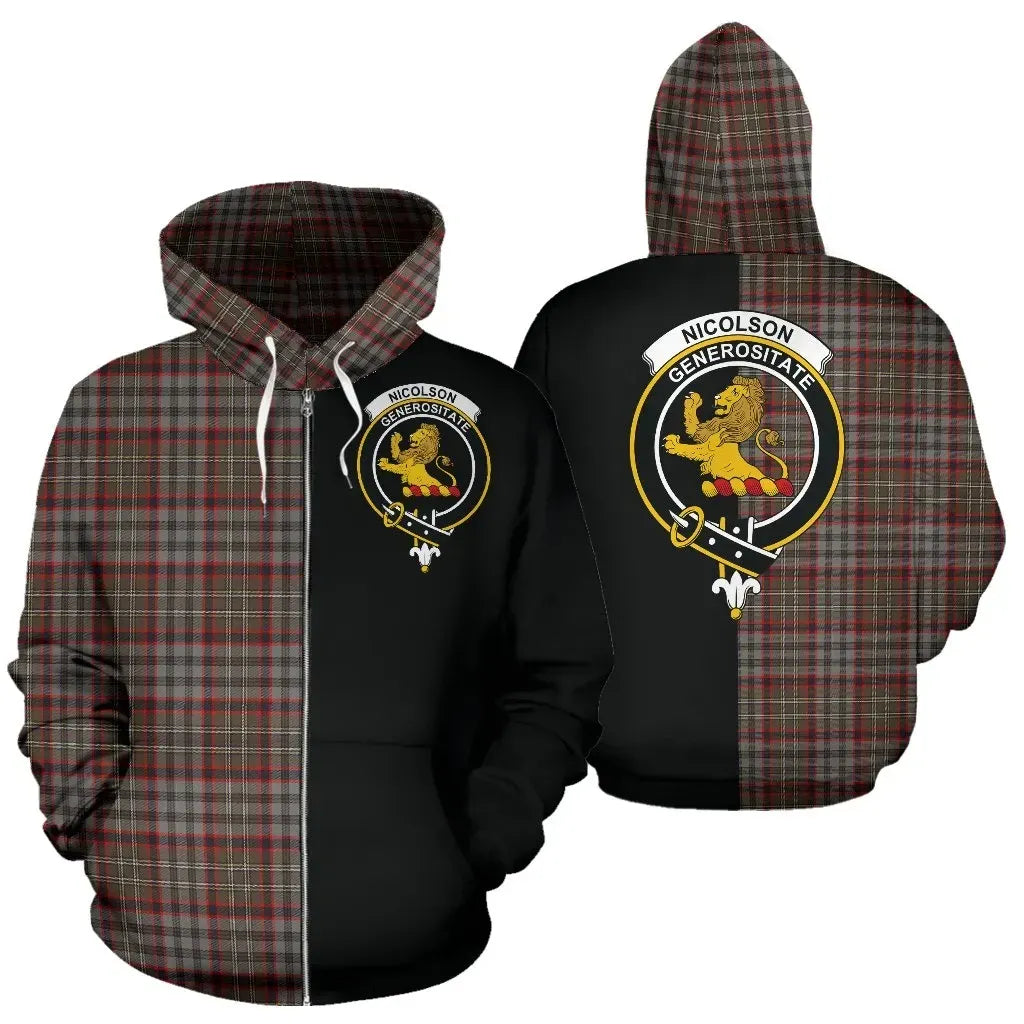 Printivon Custom Your Text Nicolson Hunting Weathered Tartan Hoodie Half Of Me
