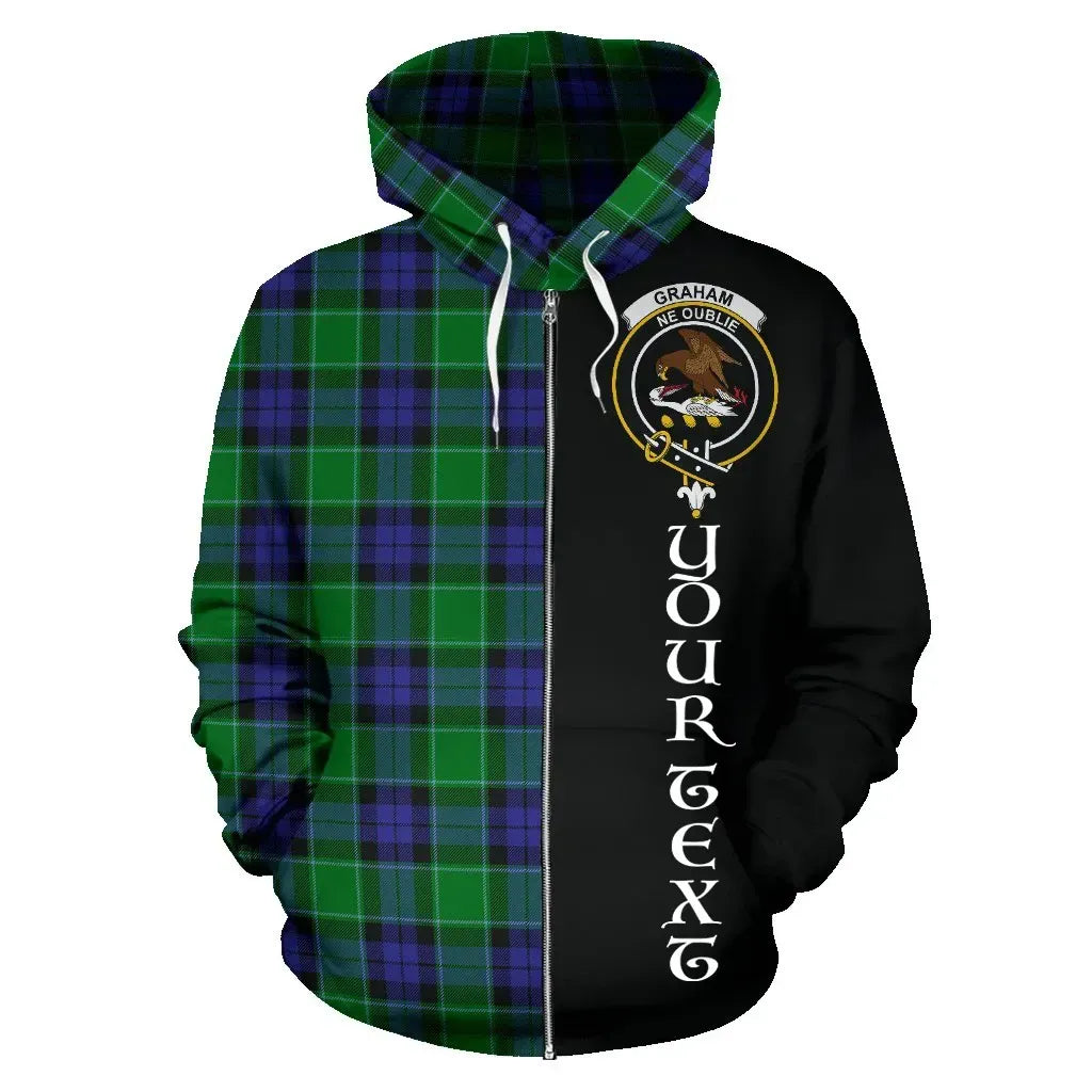 Printivon Custom Your Text Graham Of Menteith Modern Tartan Hoodie Half Of Me