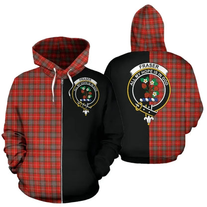 Printivon Custom Your Text Fraser Weathered Tartan Hoodie Half Of Me