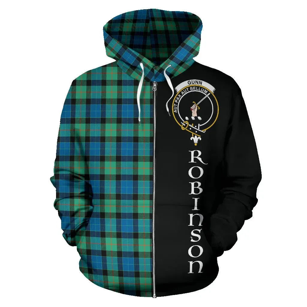 Printivon Custom Robinson Gunn Ancient Tartan Hoodie Half Of Me