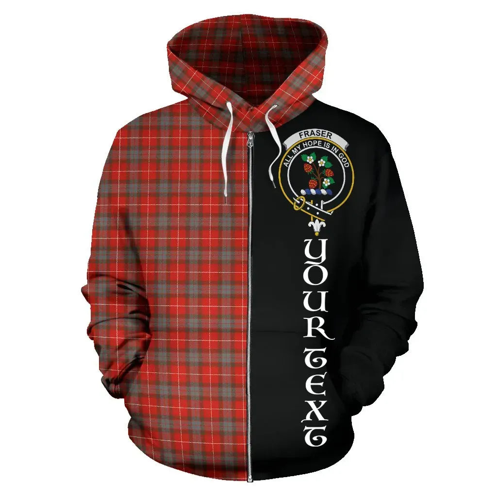 Printivon Custom Your Text Fraser Weathered Tartan Hoodie Half Of Me