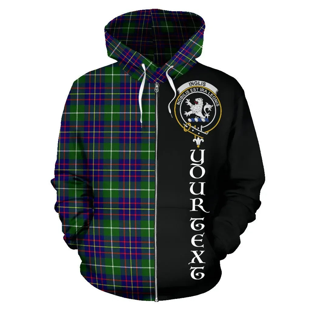 Printivon Custom Your Text Inglis Modern Tartan Hoodie Half Of Me