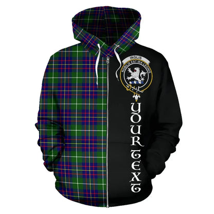 Printivon Custom Your Text Inglis Modern Tartan Hoodie Half Of Me