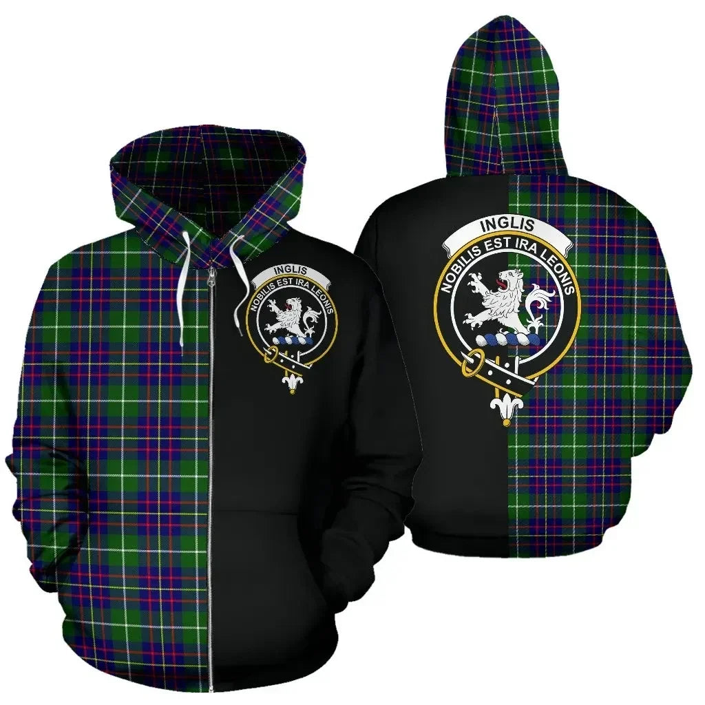 Printivon Custom Your Text Inglis Modern Tartan Hoodie Half Of Me