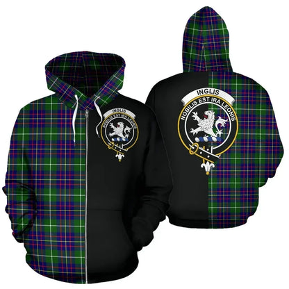 Printivon Custom Your Text Inglis Modern Tartan Hoodie Half Of Me