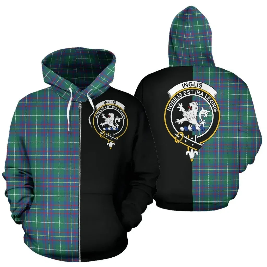 Printivon Custom Your Text Inglis Ancient Tartan Hoodie Half Of Me