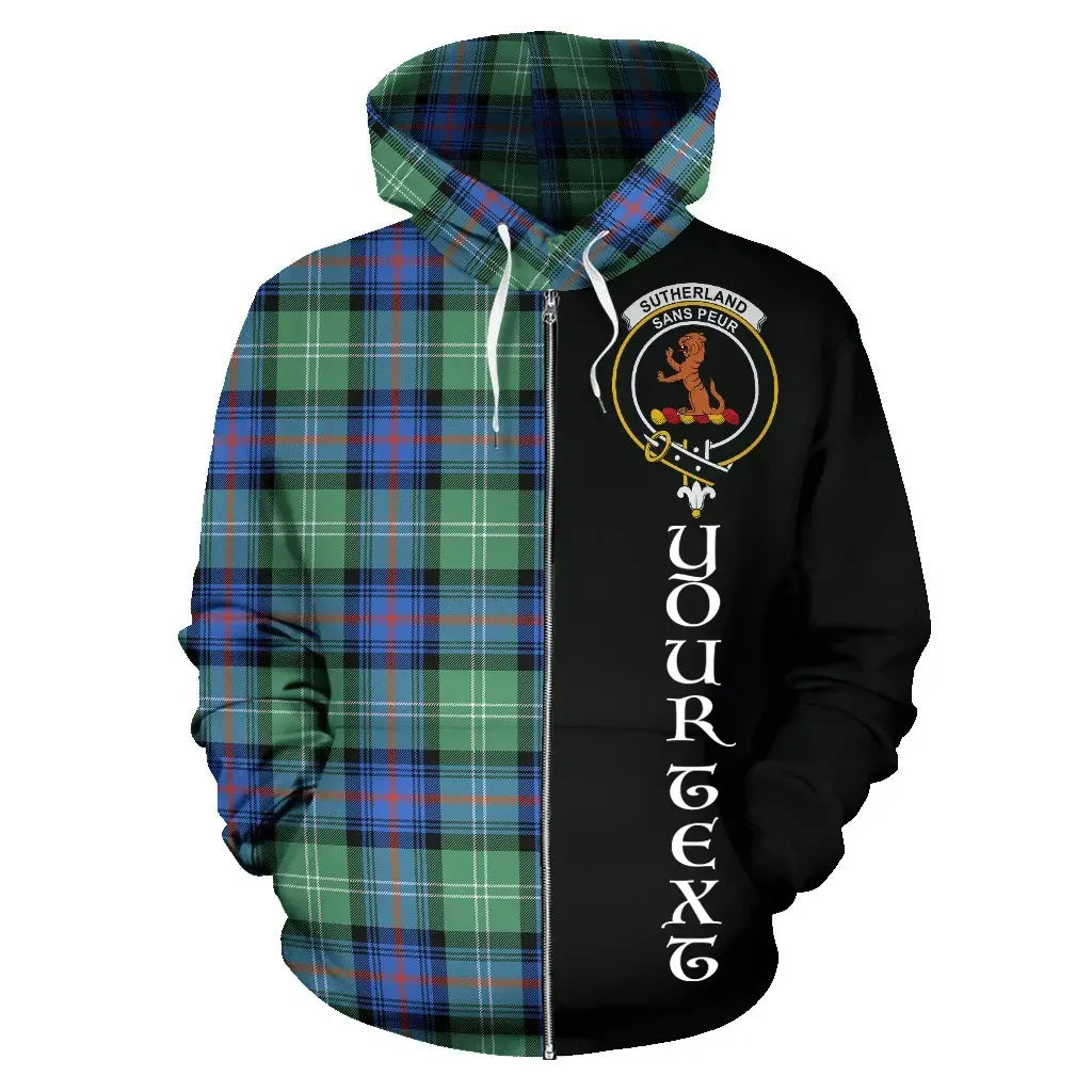 Printivon Custom Your Text Sutherland Old Ancient Tartan Hoodie Half Of Me