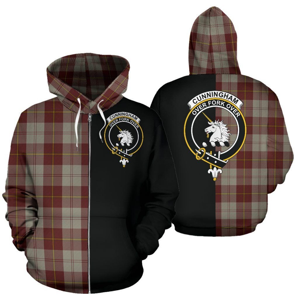 Printivon Custom Your Text Cunningham Burgundy Dancers Tartan Hoodie Half Of Me