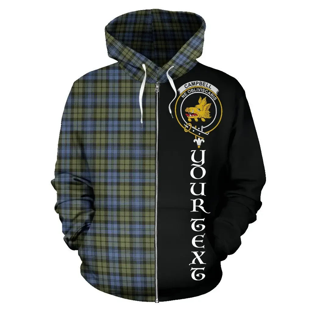 Printivon Custom Your Text Campbell Faded Tartan Hoodie Half Of Me