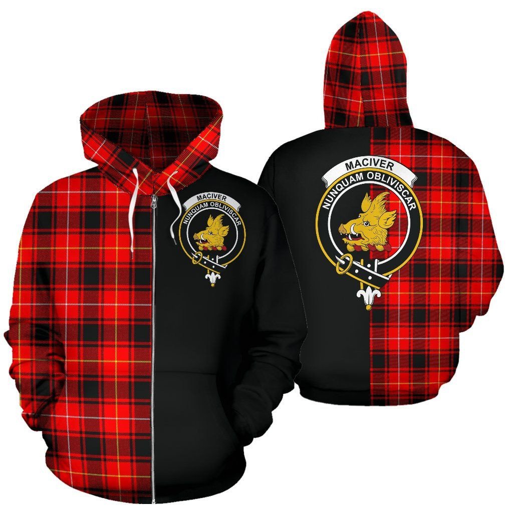 Printivon Custom Your Text Maciver Modern Tartan Hoodie Half Of Me